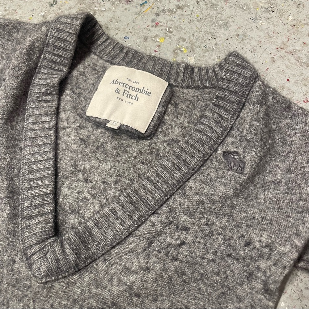 Y2K Abercrombie & Fitch Deep V Neck Wool Cashmere Short Sleeve Sweater XS
